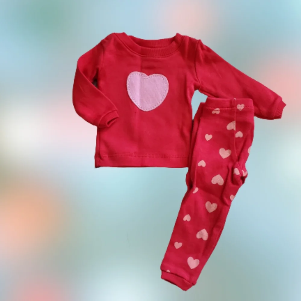 Leveret girls heart doll & me heart pj set, 6, red